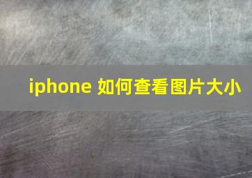 iphone 如何查看图片大小